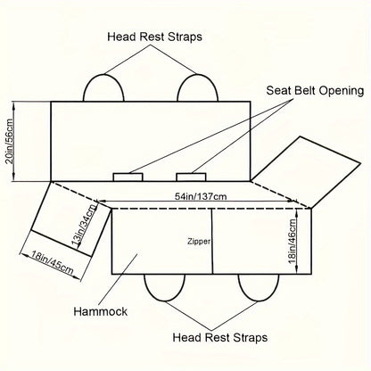 Wodoodporna mata samochodowa dla psów – na tylne siedzenie z okienkiem i kieszenią
