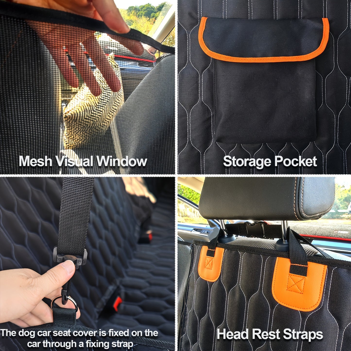 Wodoodporna mata samochodowa dla psów – na tylne siedzenie z okienkiem i kieszenią