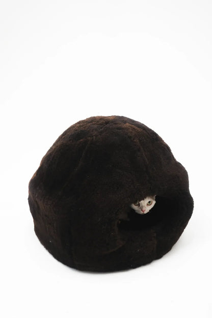 Nest Natural Sheepskin Pet Bed - Brown-2