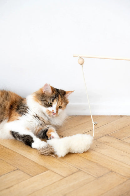 Natural Sheepskin Cat Toy: Fish-1