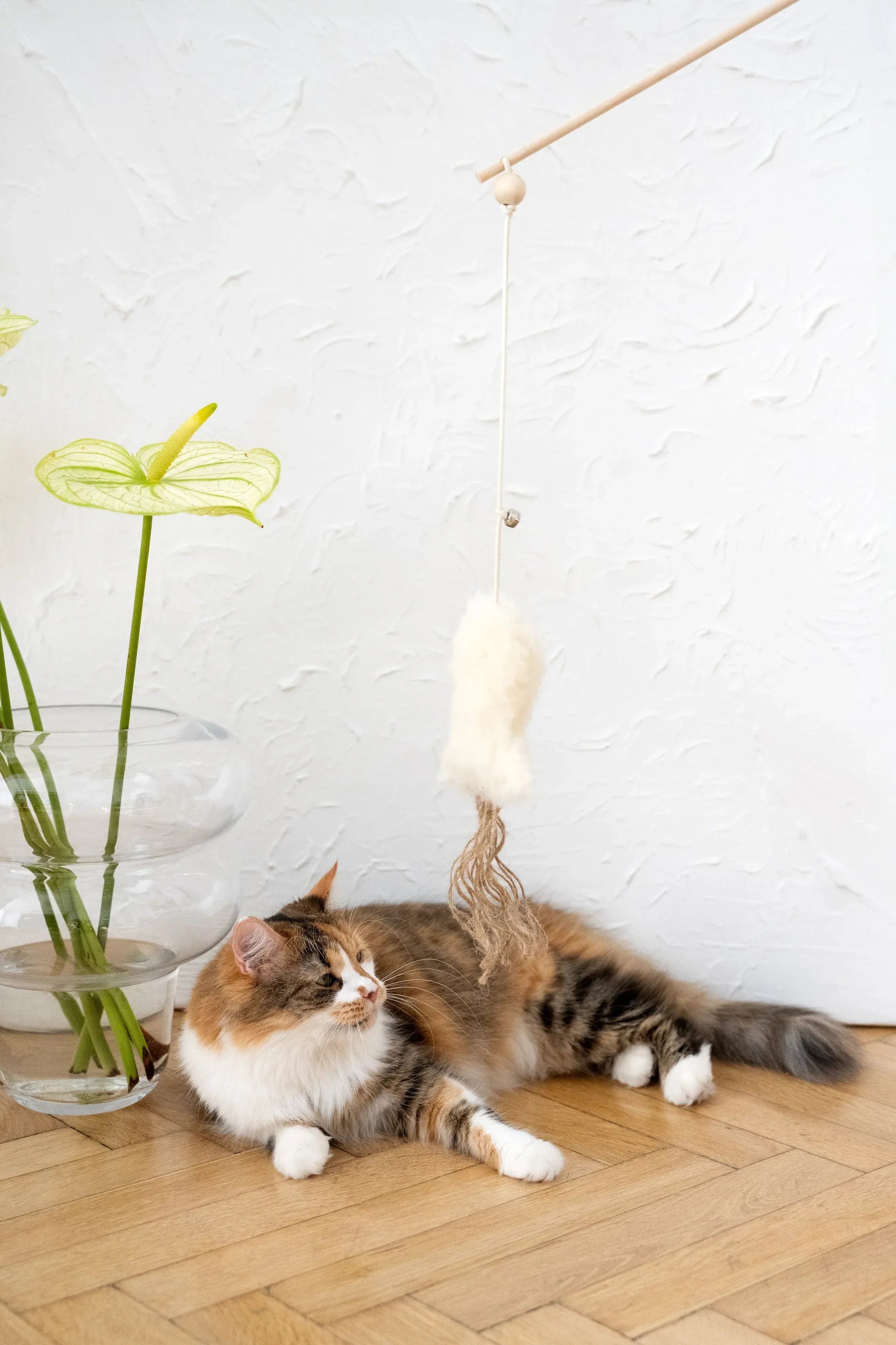 Natural Sheepskin Cat Toy: Fish-0
