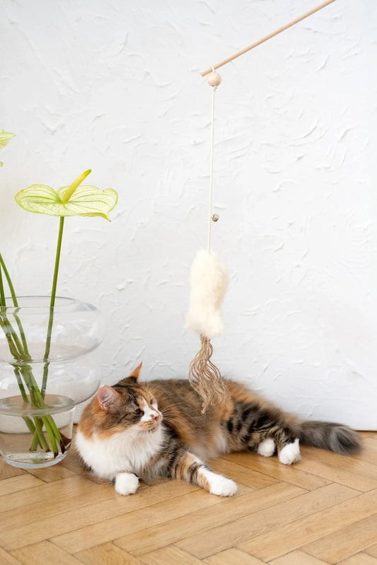 Natural Sheepskin Cat Toy: Fish-0