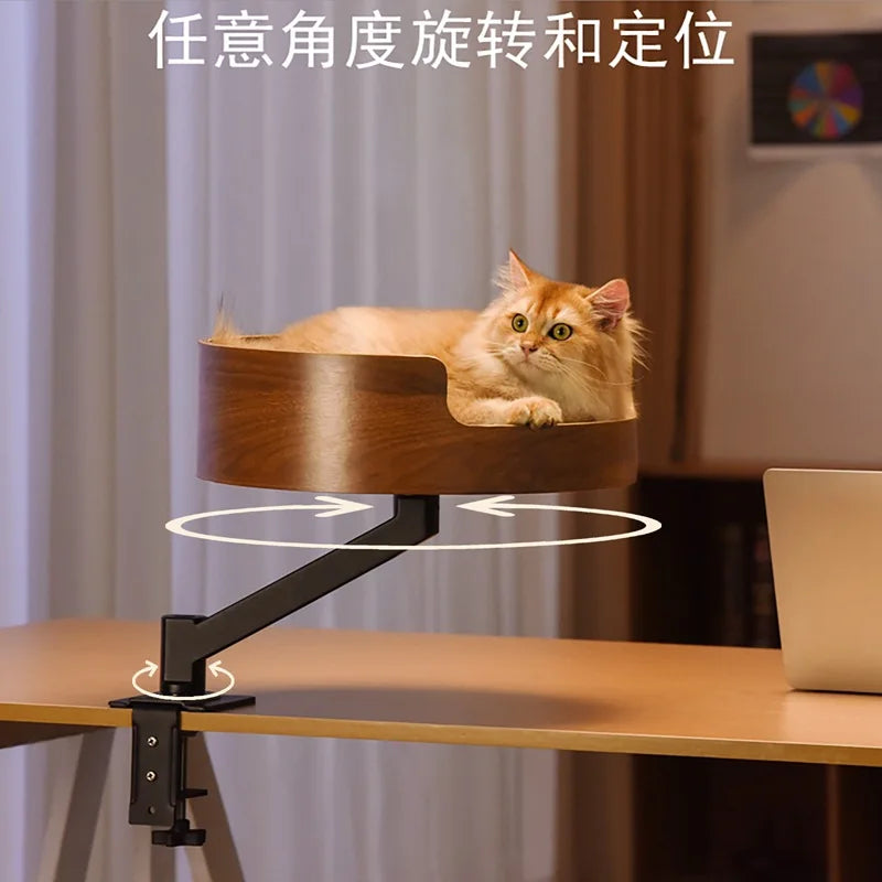 🐱 Stylowe Biurkowe Legowisko z Hamakiem dla Kota – Regulowane, Obrotowe 360°