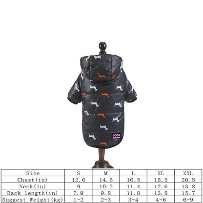 Kurtka puchowa z kapturem dla psa  – na jesień i zimę