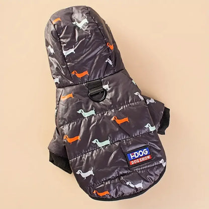 Kurtka puchowa z kapturem dla psa  – na jesień i zimę