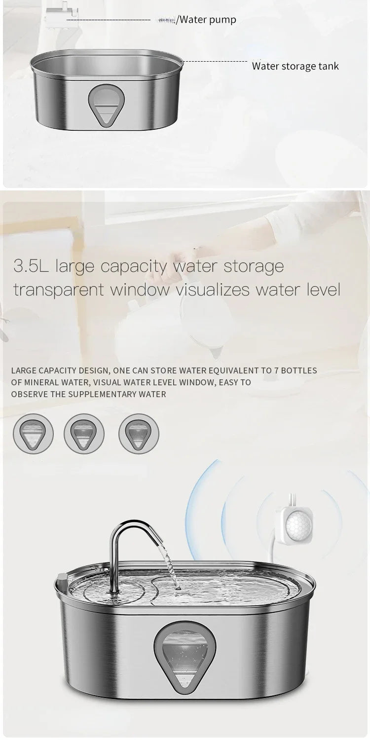 Fontanna Wody dla Kota 3,5L z Okienkiem Poziomu Wody 🐱💧