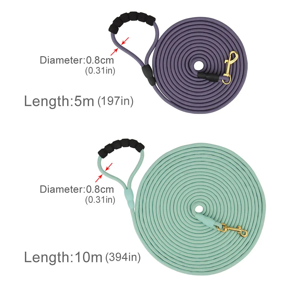 🐕 Długa Smycz Treningowa dla Psów 5 m -=/ 10 m – Wytrzymała Lina z Piankową Rączką