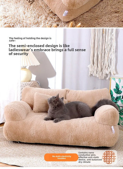 ✨&nbsp;Welwetowa Luksusowa Kanapa dla Psów i Kotów – Miękka, Ciepła i Stylowa | Zdejmowany Pokrowiec, Antypoślizgowy Spód