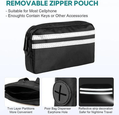 Smycz Hands-Free dla Dwóch Psów z Podwójnymi Uchwytami i Saszetką