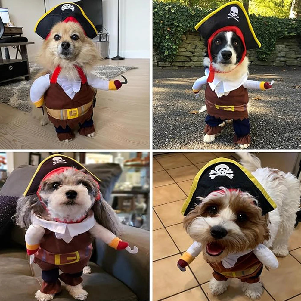 Halloweenowy kostium pirata dla psa i kota – zabawny strój cosplay