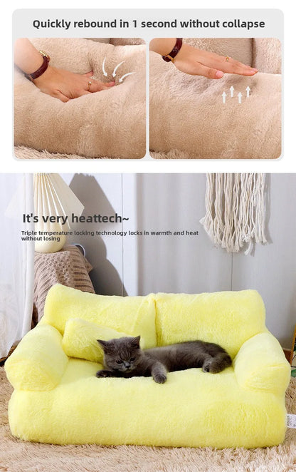 ✨&nbsp;Welwetowa Luksusowa Kanapa dla Psów i Kotów – Miękka, Ciepła i Stylowa | Zdejmowany Pokrowiec, Antypoślizgowy Spód