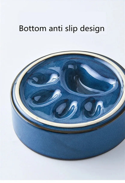 Ceramiczna miseczka dla psów i kotów z eleganckim drewnianym stojakiem🍽️🐾