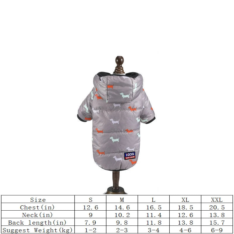 Kurtka puchowa z kapturem dla psa  – na jesień i zimę