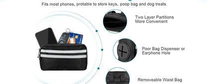 Smycz Hands-Free dla Dwóch Psów z Podwójnymi Uchwytami i Saszetką
