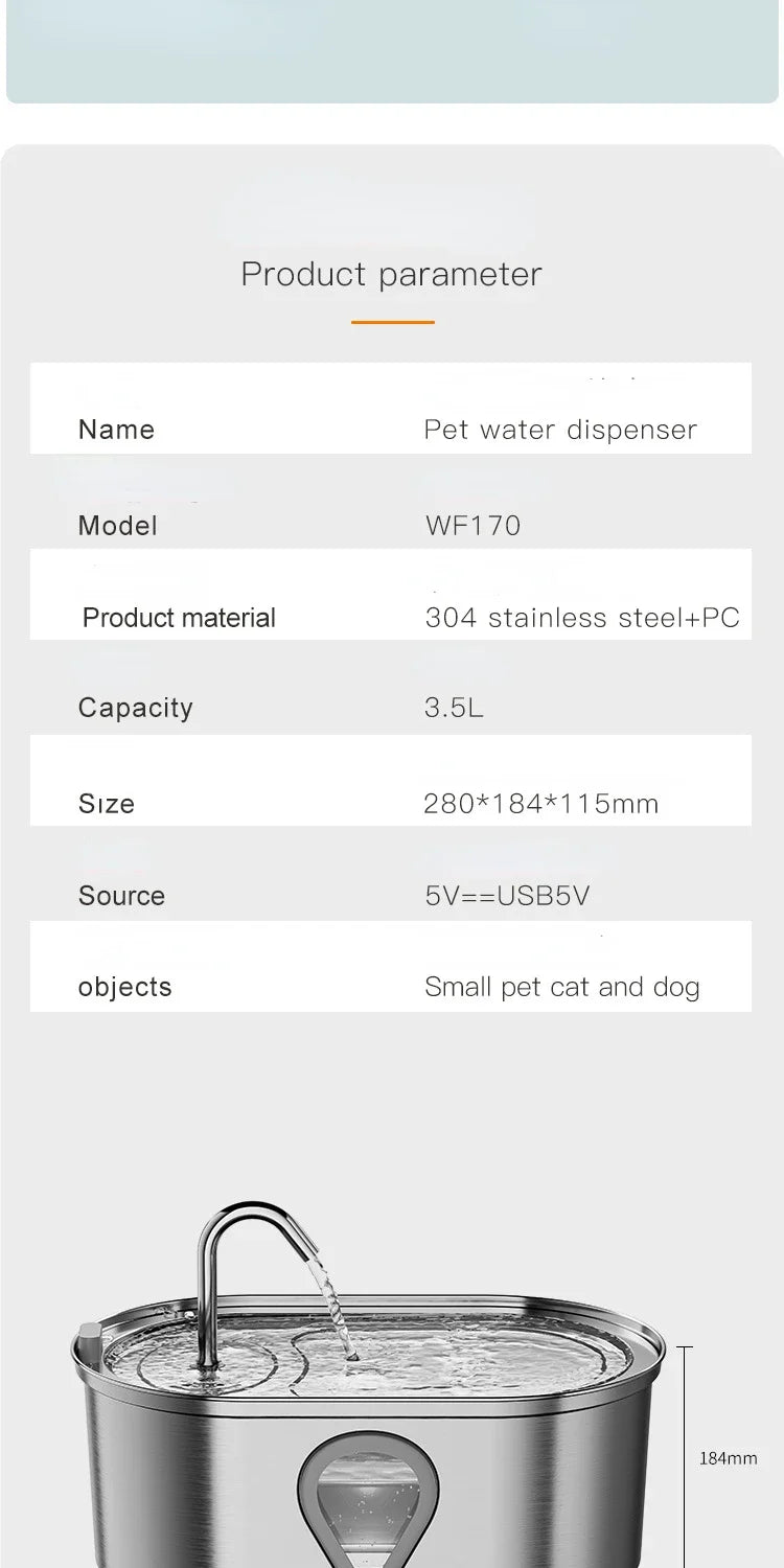 Fontanna Wody dla Kota 3,5L z Okienkiem Poziomu Wody 🐱💧