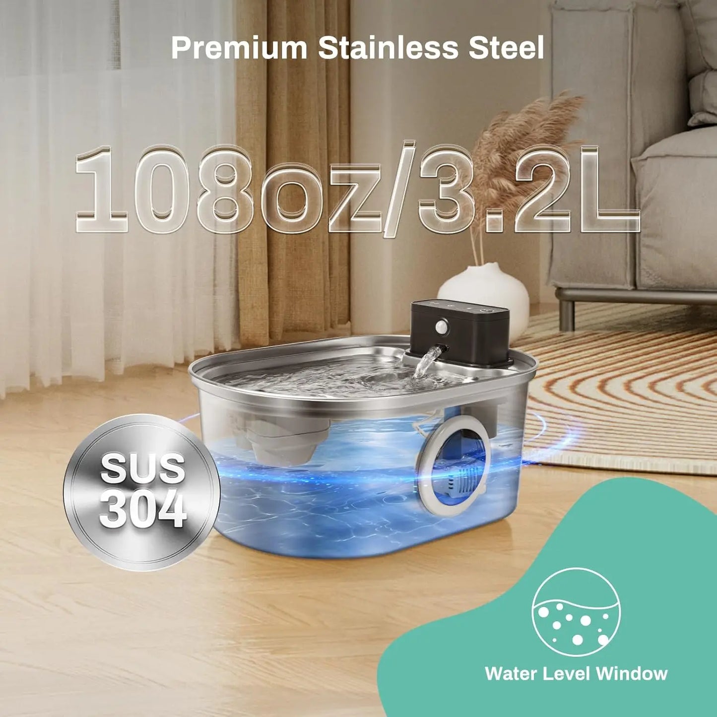 🐾 Automatyczne Źródełko Wody 3.2L ze Stali Nierdzewnej – Inteligentny Dystrybutor Wody dla Kotów i Psów 💦✨