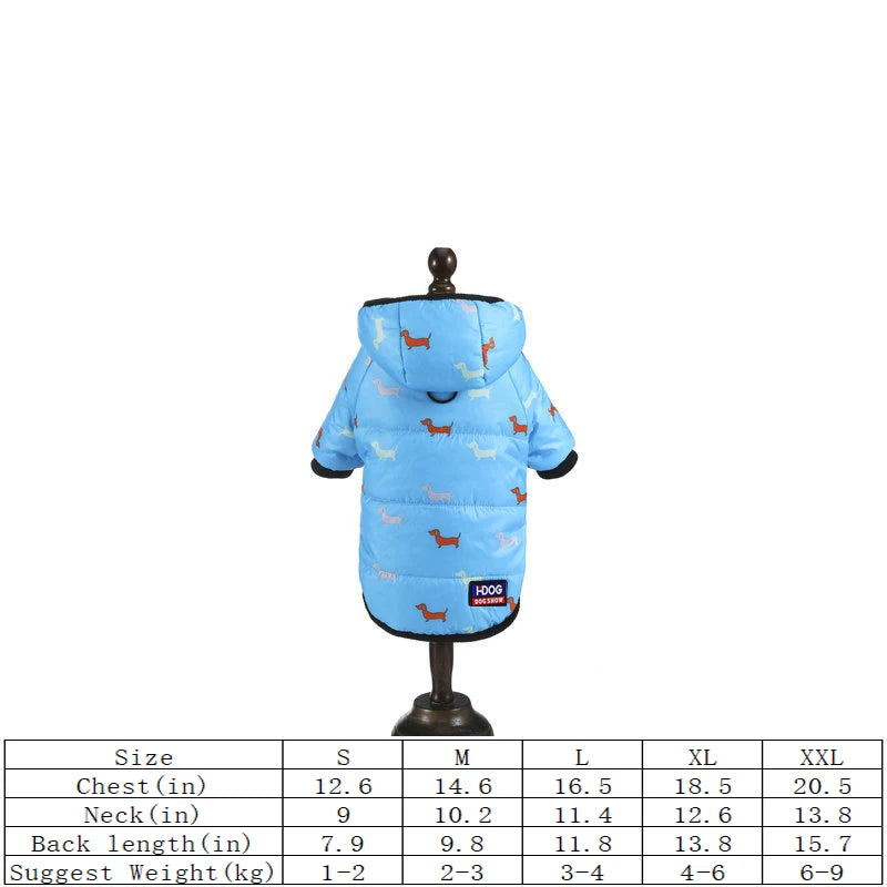 Kurtka puchowa z kapturem dla psa  – na jesień i zimę