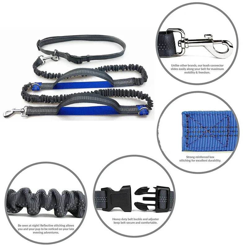 Dwuręczna Smycz do Biegania i Spacerów z Podwójną Elastyką – Bezpieczne i Komfortowe Wyjścia z Psem! 🏃🐶