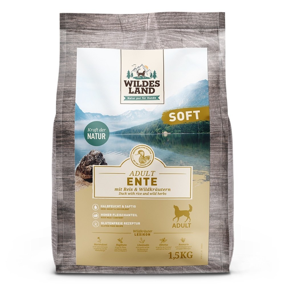 WILDES LAND DOG Soft Ente - kaczka - półwilgotna karma dla psa (1,5kg)