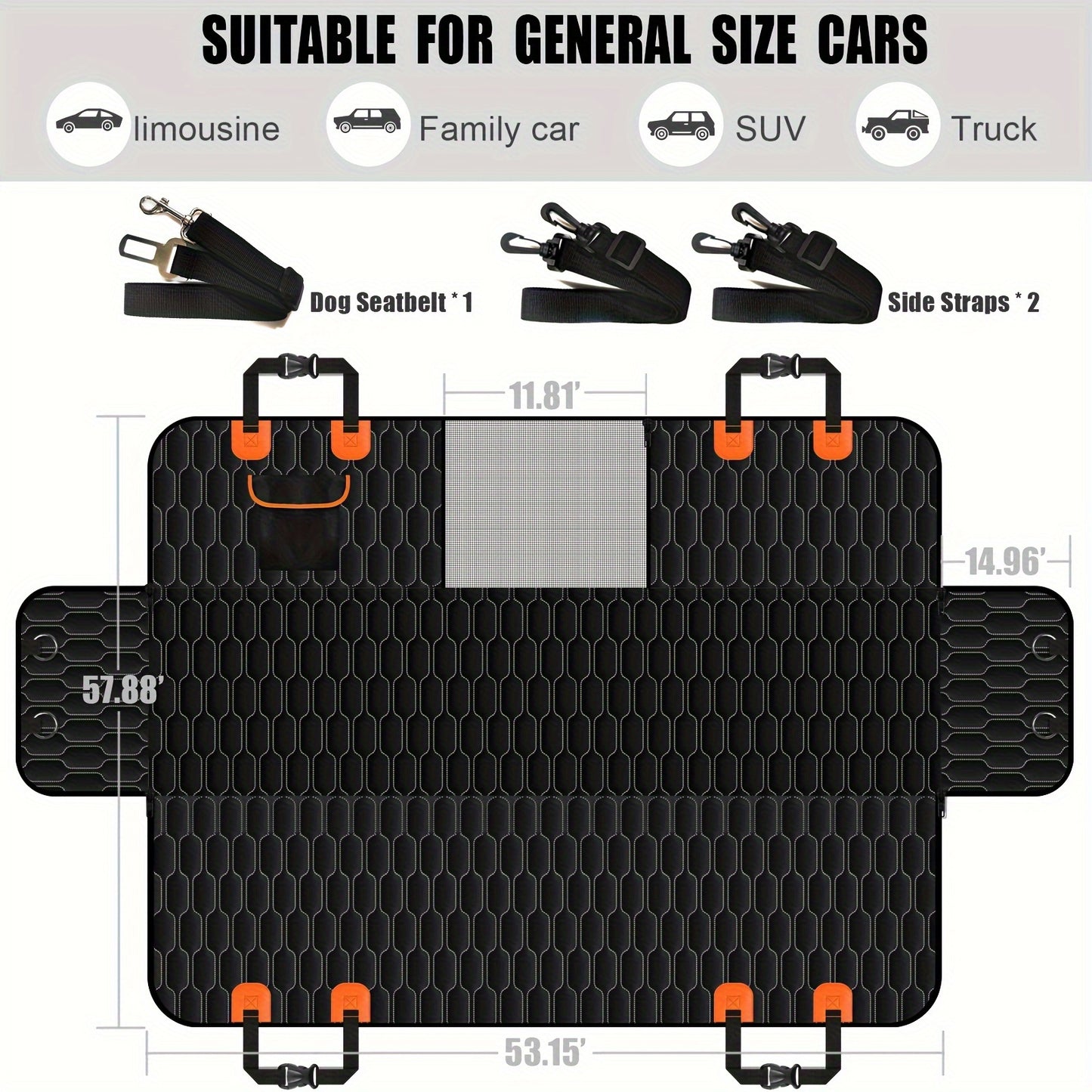 Wodoodporna mata samochodowa dla psów – na tylne siedzenie z okienkiem i kieszenią